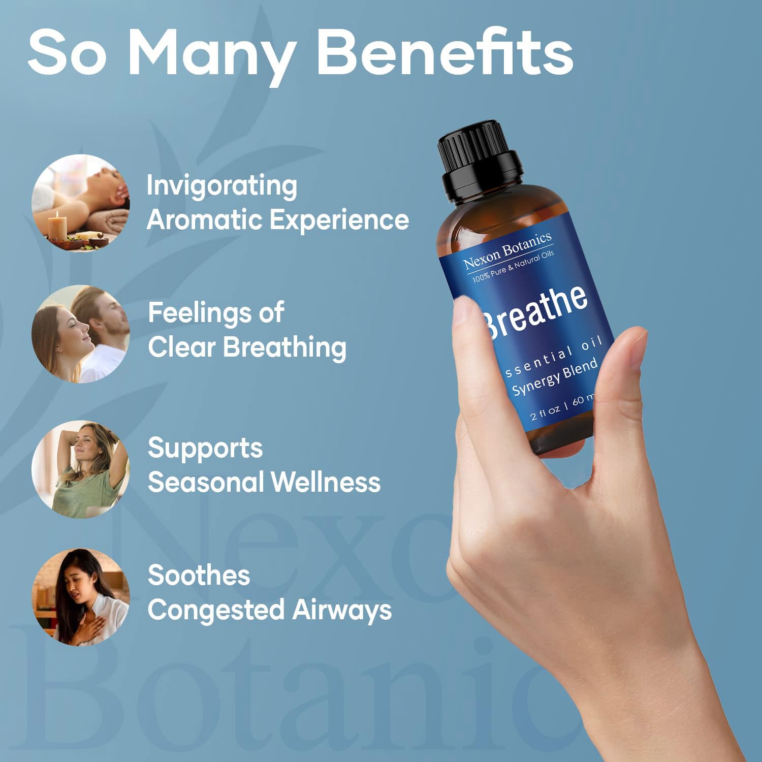 Nexon Botanics Breathe: difusor emitiendo aroma fresco.