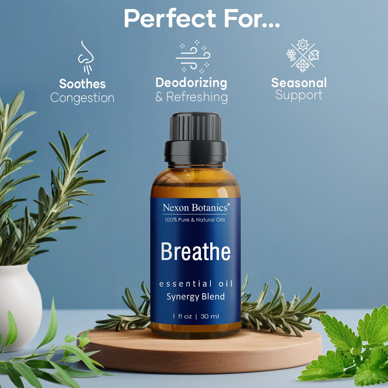 Nexon Botanics Breathe, difusor en acción para un ambiente fresco.