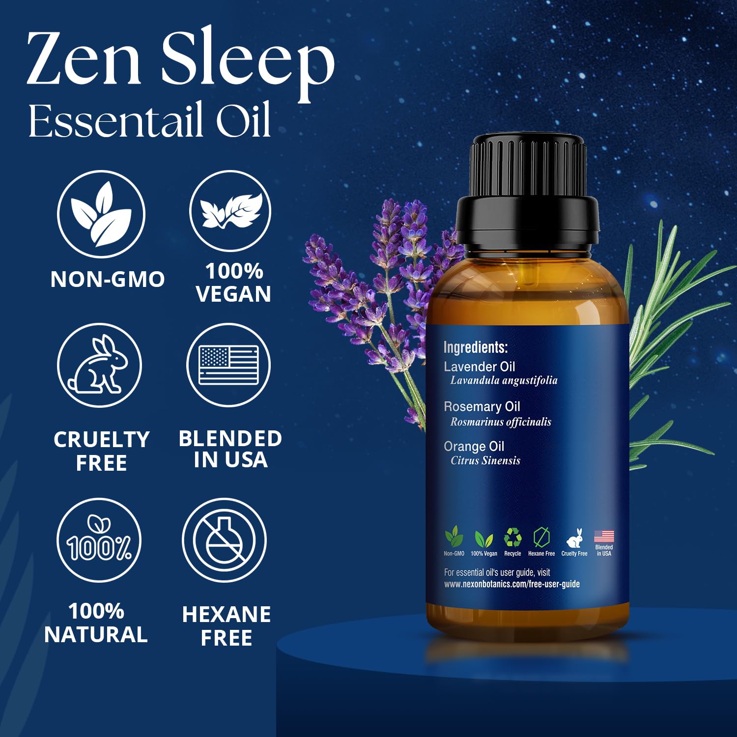 Masaje con Nexon Botanics Zen Sleep diluido para relajación muscular