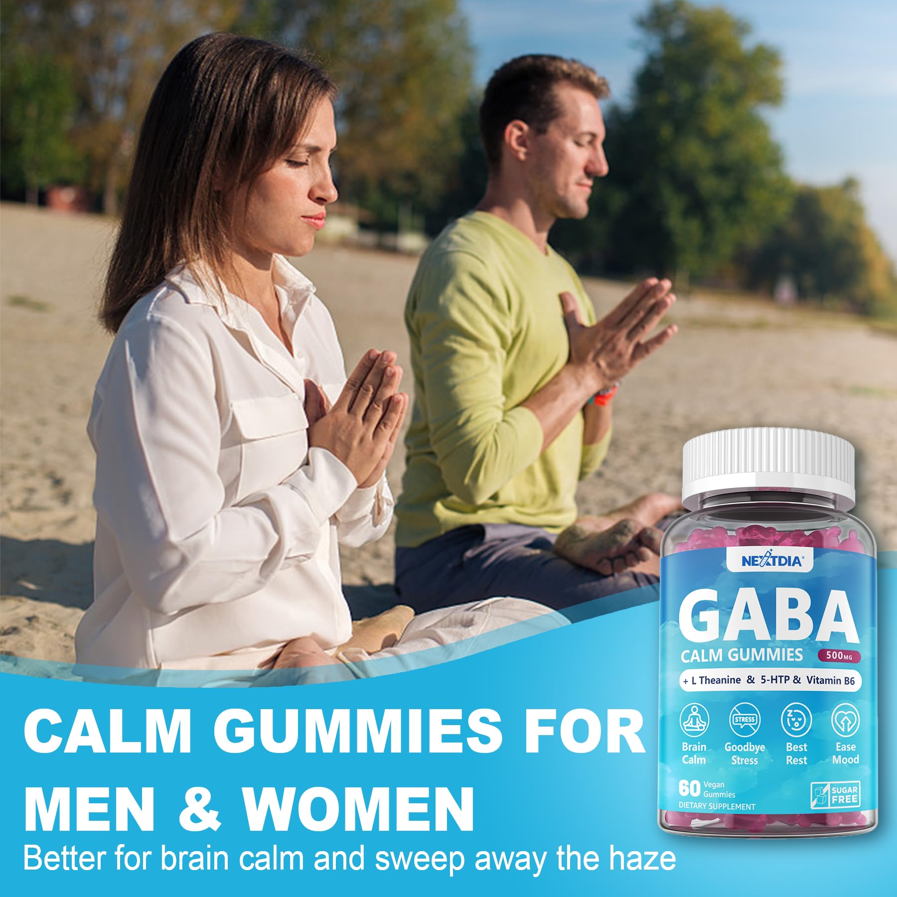 Nextdia GABA Gummies textura suave para masticación agradable durante el día.
