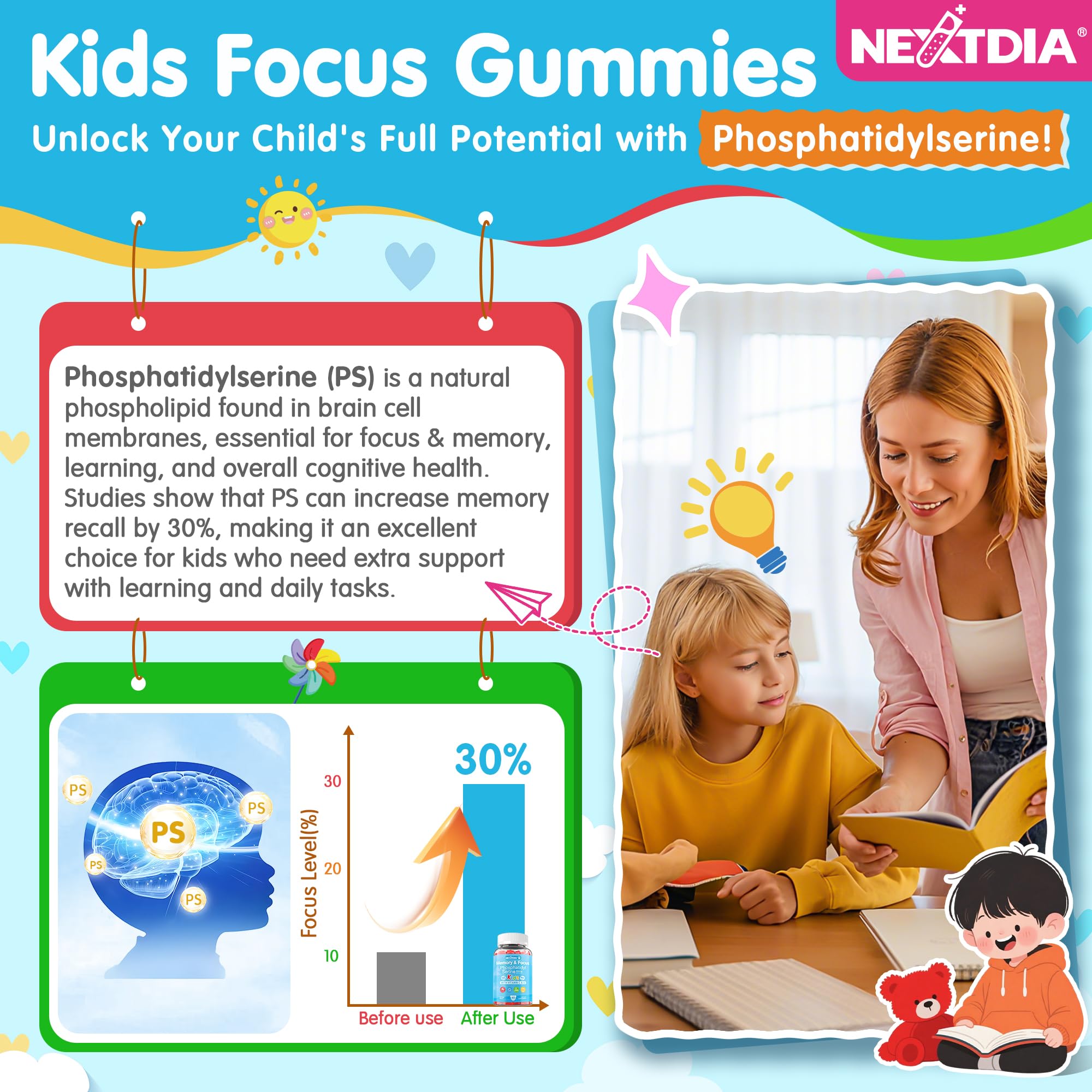 Gominolas Nextdia con vitamina C y D3 400 UI, ingredientes clave
