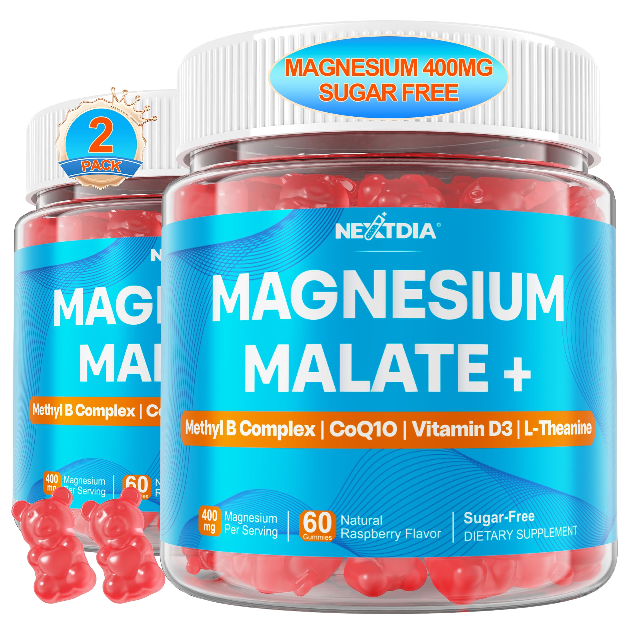 Gomitas Nextdia de magnesio malato en botella para energía sostenida