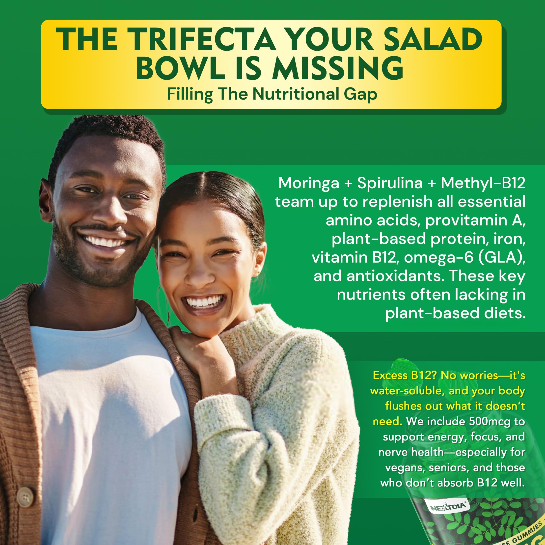 Nextdia gomitas Moringa 1000 mg, dosis diaria conveniente.