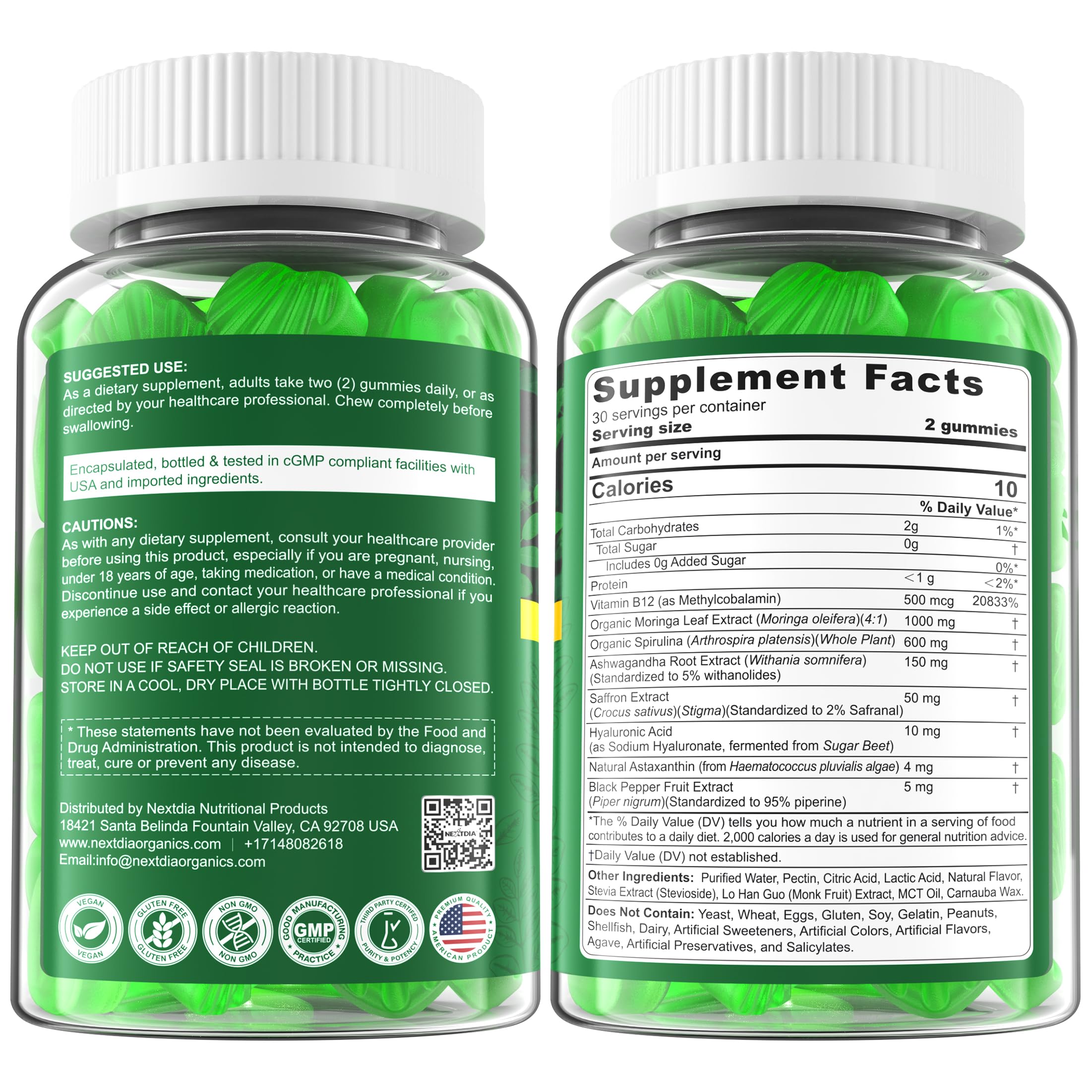 Nextdia gomitas Moringa para uso diario, ideal para mujeres y hombres.
