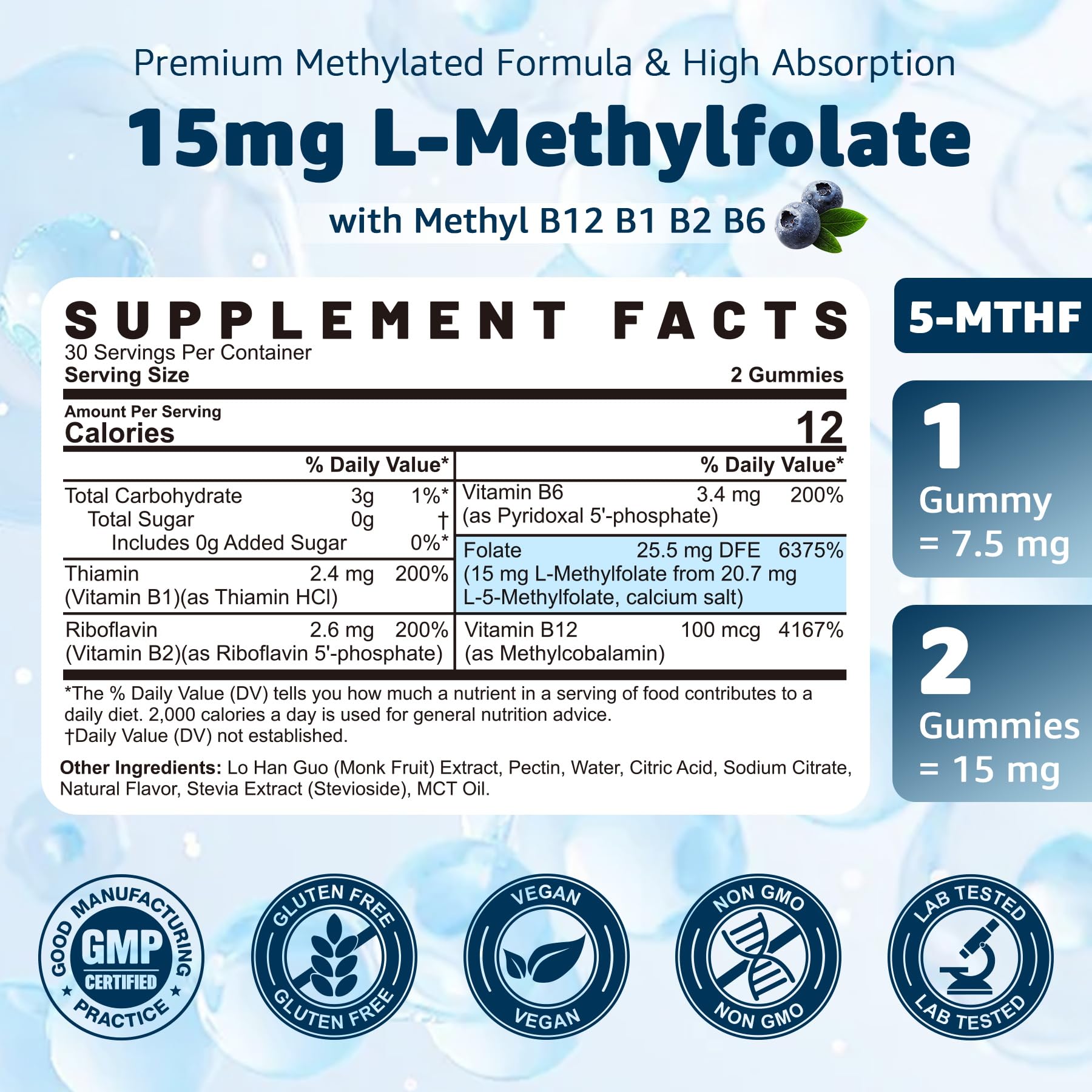 Nextdia L-Metilfolato gomitas, sabor agradable para uso diario