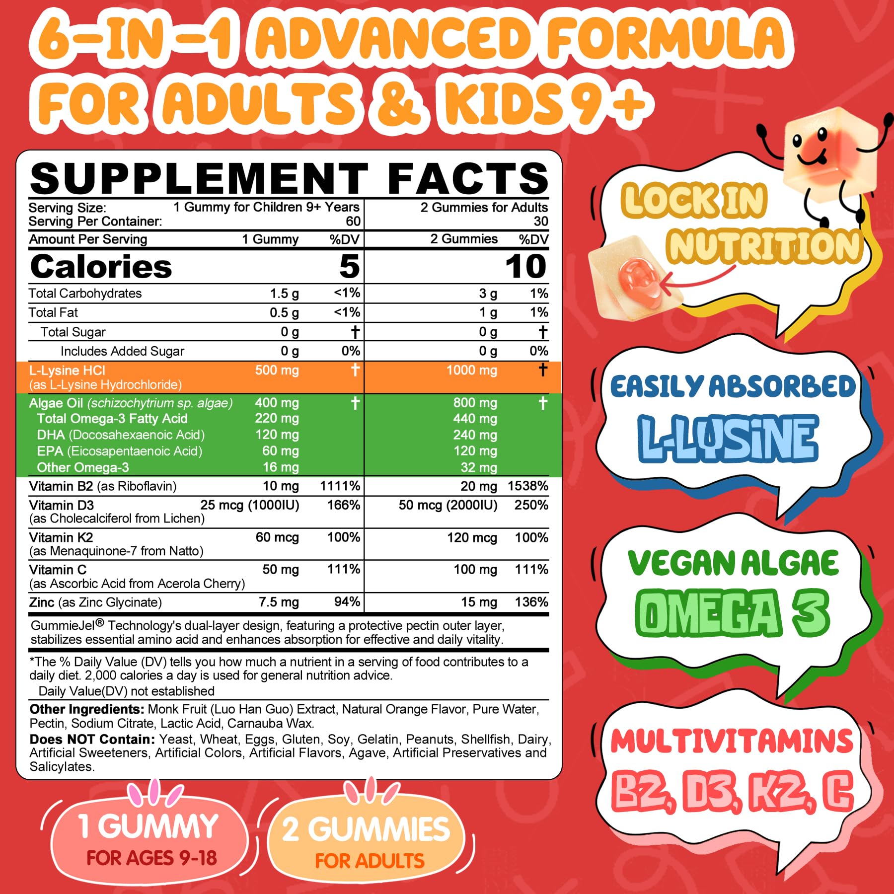 Nextdia L-Lysine gominolas, dosis diarias para la familia.