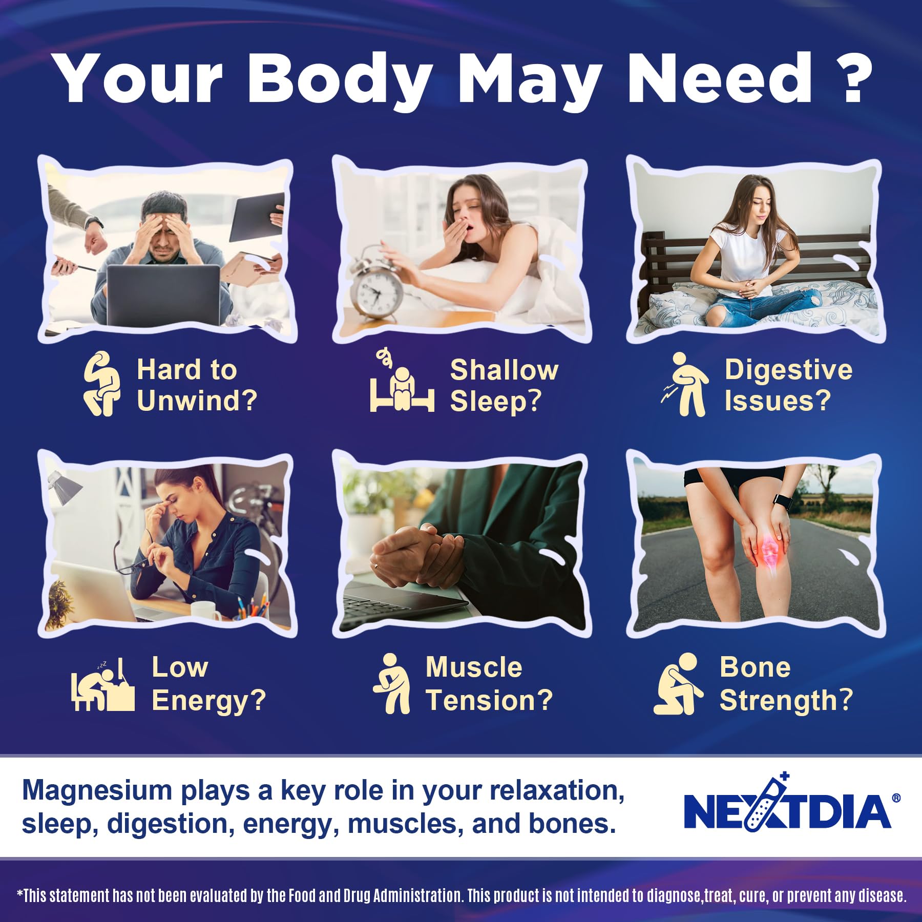 Nextdia Magnesium 12 en 1, dosis diaria, facilita ingesta diaria de magnesio.