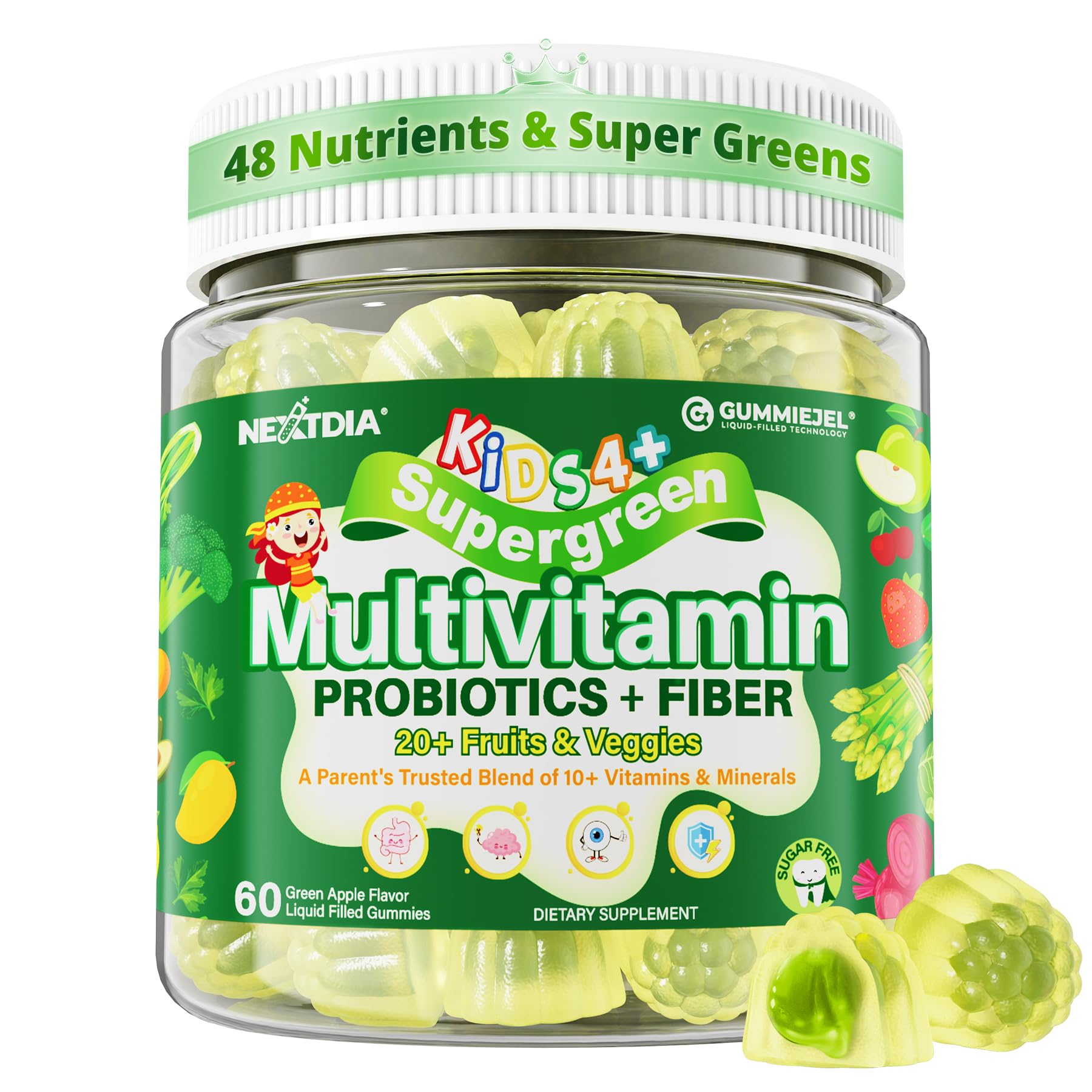 Gomitas Nextdia con núcleo líquido protegiendo nutrientes