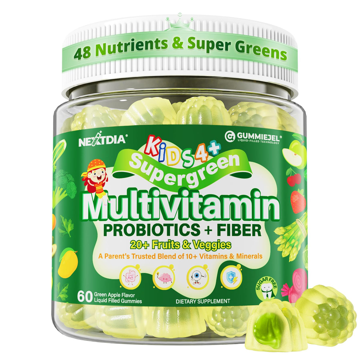 Gomitas Nextdia con núcleo líquido protegiendo nutrientes