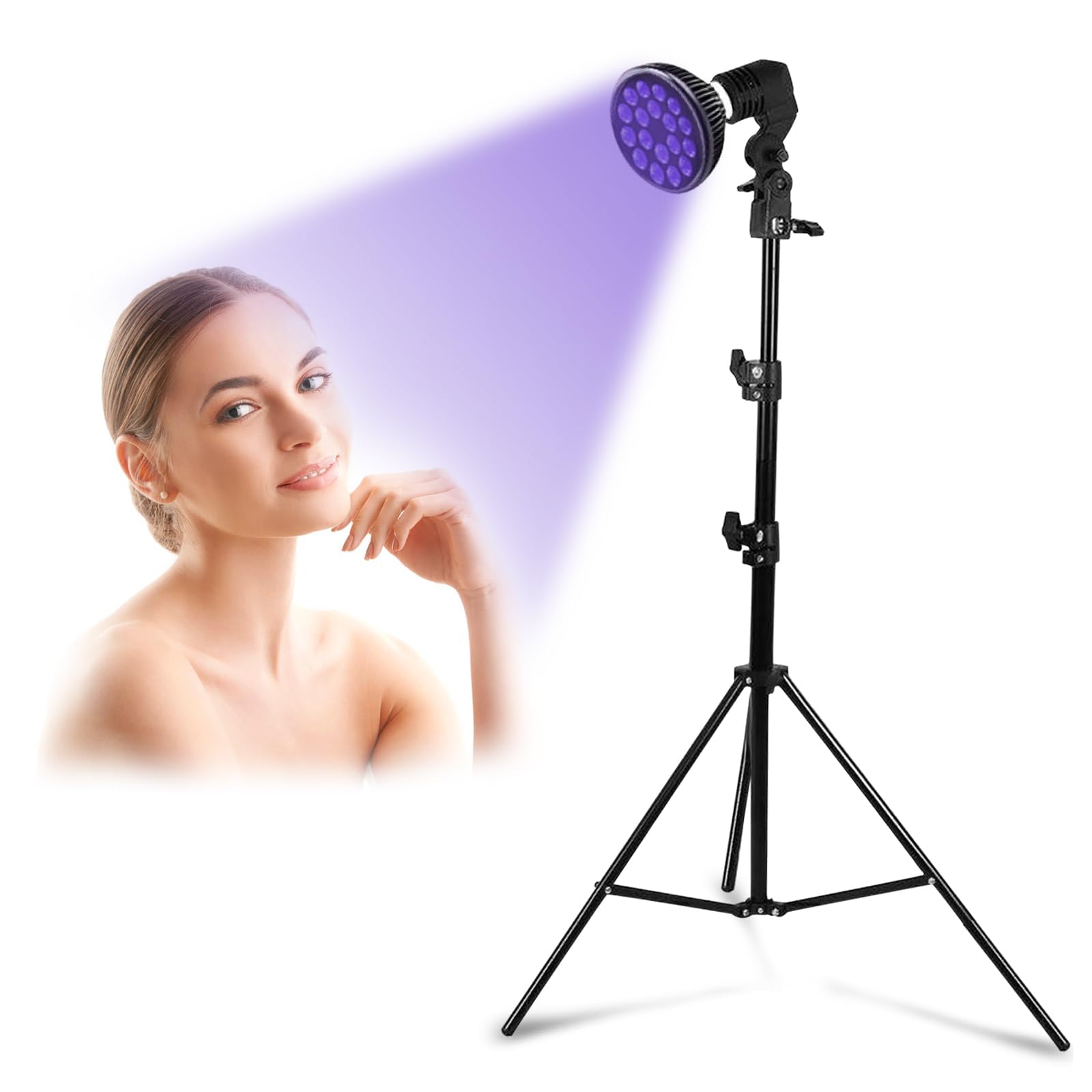 Lámpara nfbmrsnc para bronceado en casa con soporte ajustable para mayor comodidad.