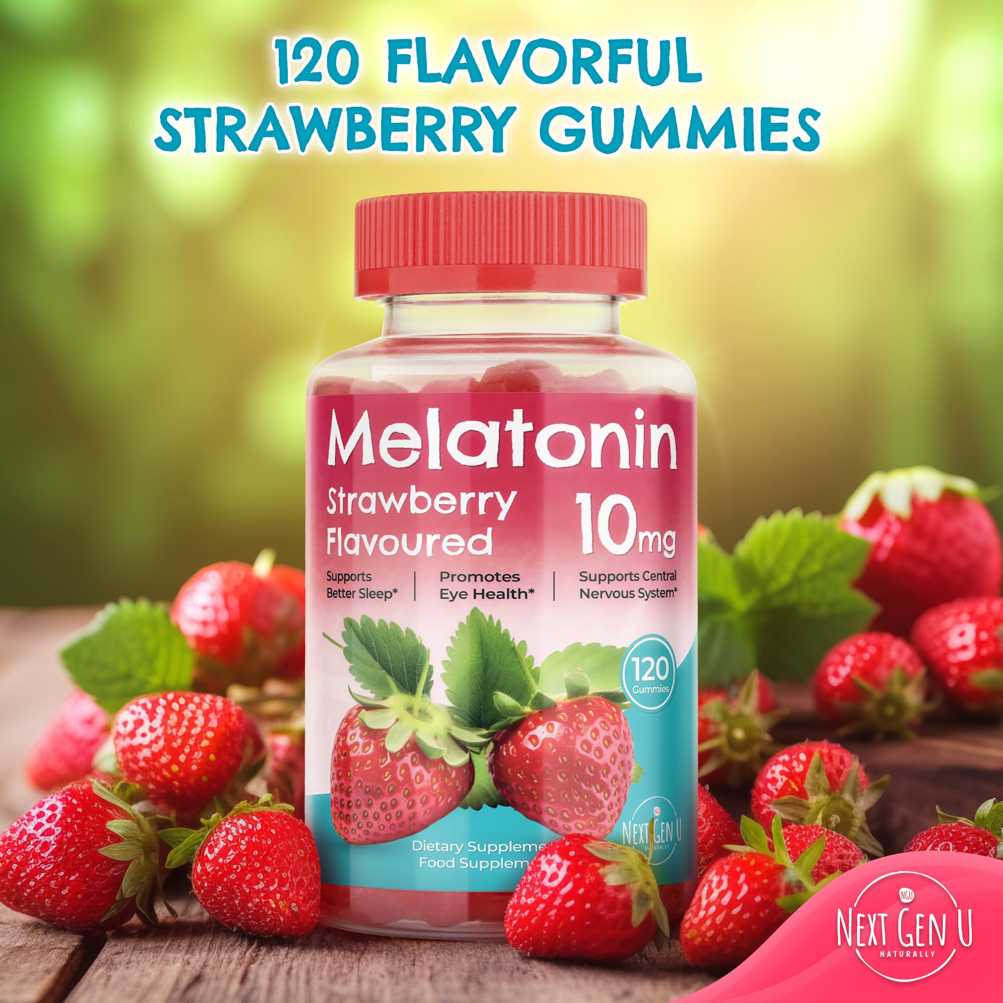 NGU empaque de 120 gomitas de melatonina, set completo para uso regular.