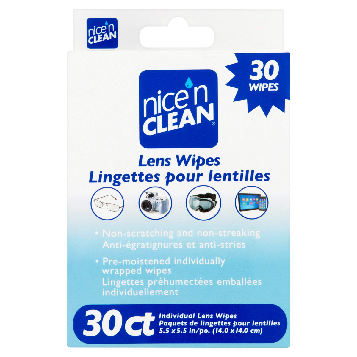 Nice 'N Clean: toallitas para lentes, limpieza suave que evita rayas y empañamiento en pantallas