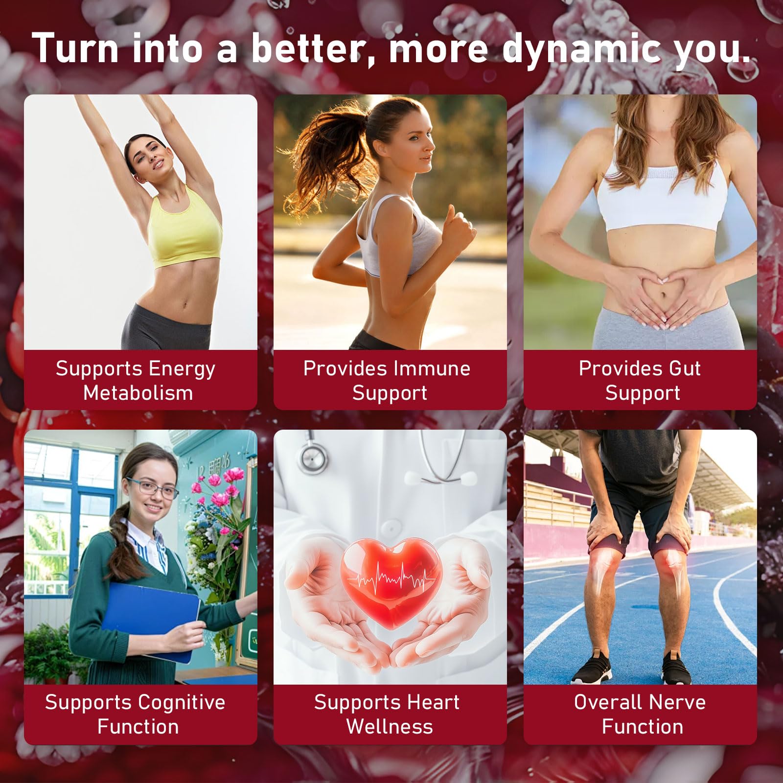 Nichalous Vitamina B12 frambuesa estilo de vida activo: soporte para enfoque con calma.