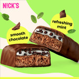 N!CK'S barra proteica menta-chocolate, baja en carbohidratos para estilo de vida cetogénico