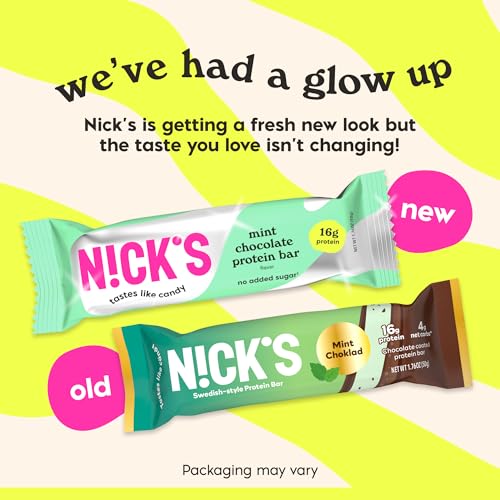 N!CK'S barra proteica menta-chocolate, porciones convenientes para entreno o trabajo