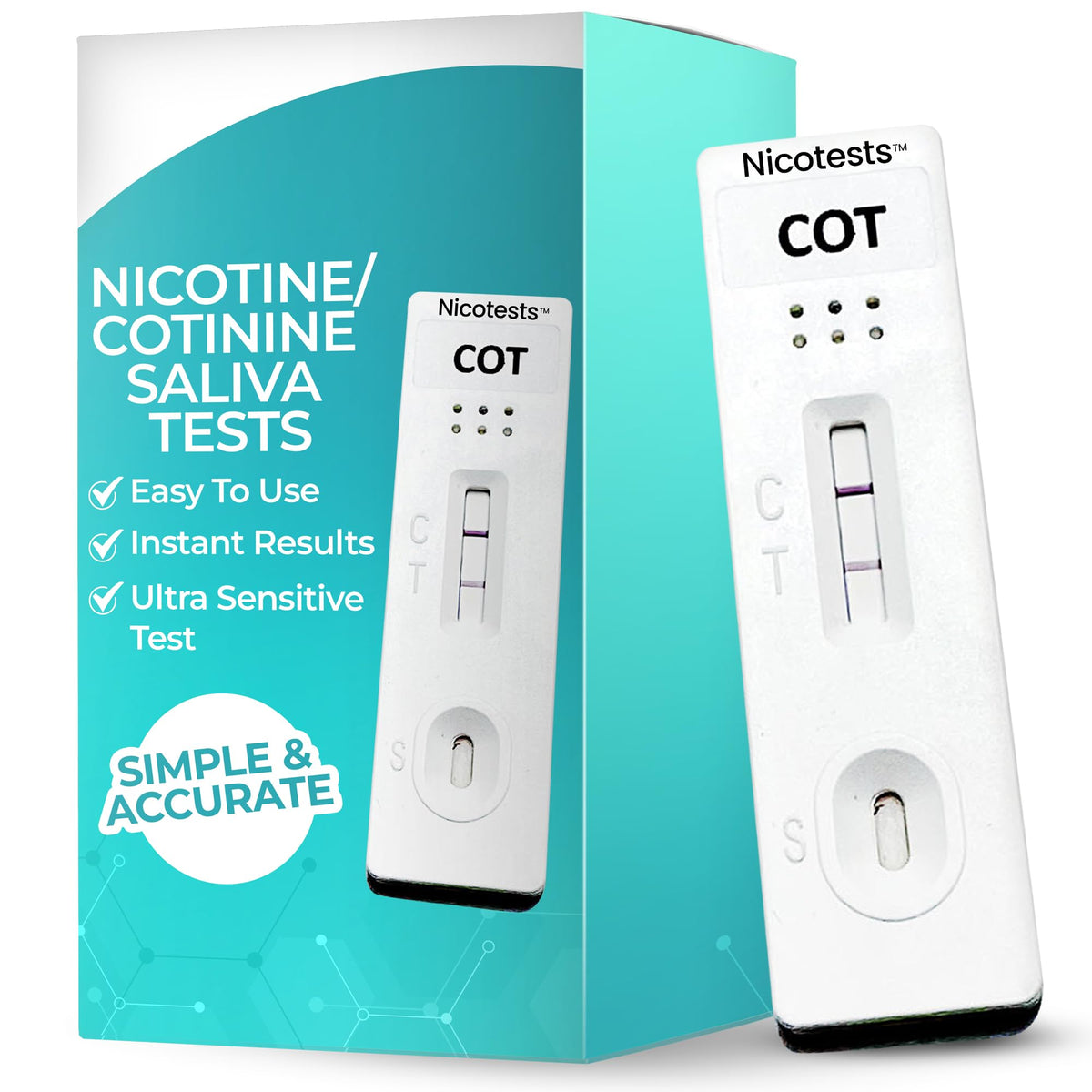 NICOTESTS kit de prueba de nicotina en saliva, listo para usos educativos y laborales.