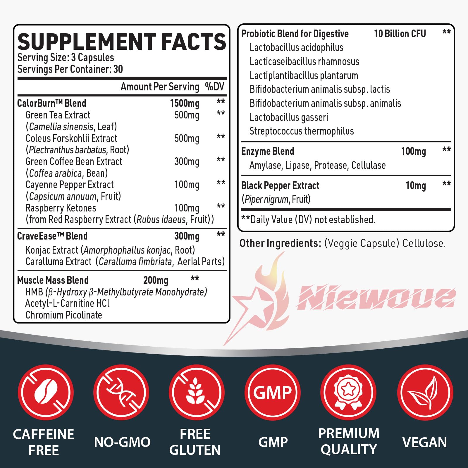 Niewoue sin cafeína, control de apetito sin estimulantes
