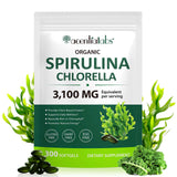 NIFEISHI cápsulas de espirulina y clorella en botella, aporte nutricional diario