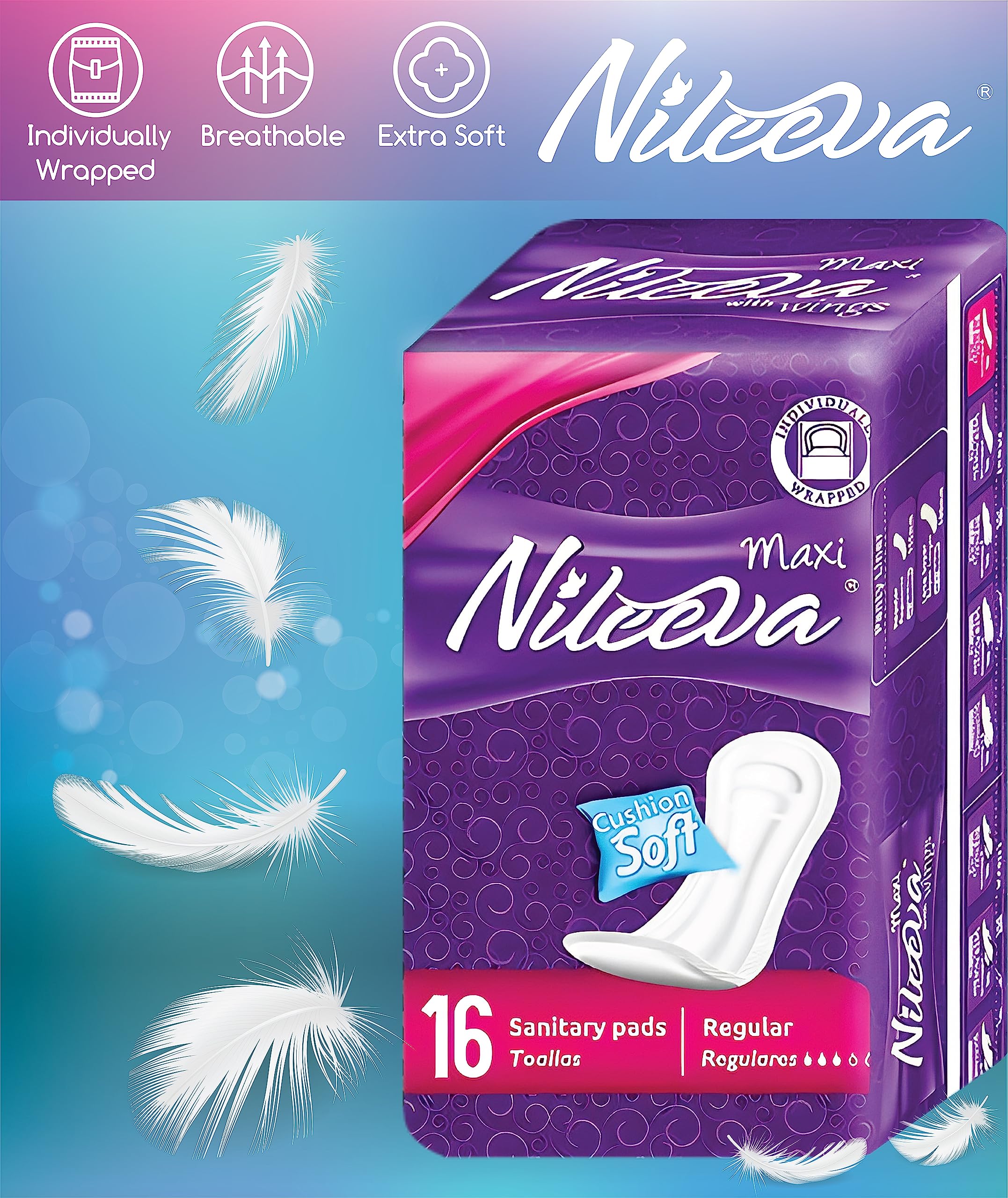 Nileeva Care Maxi: capa antifugas y absorbencia alta para mayor seguridad diaria.