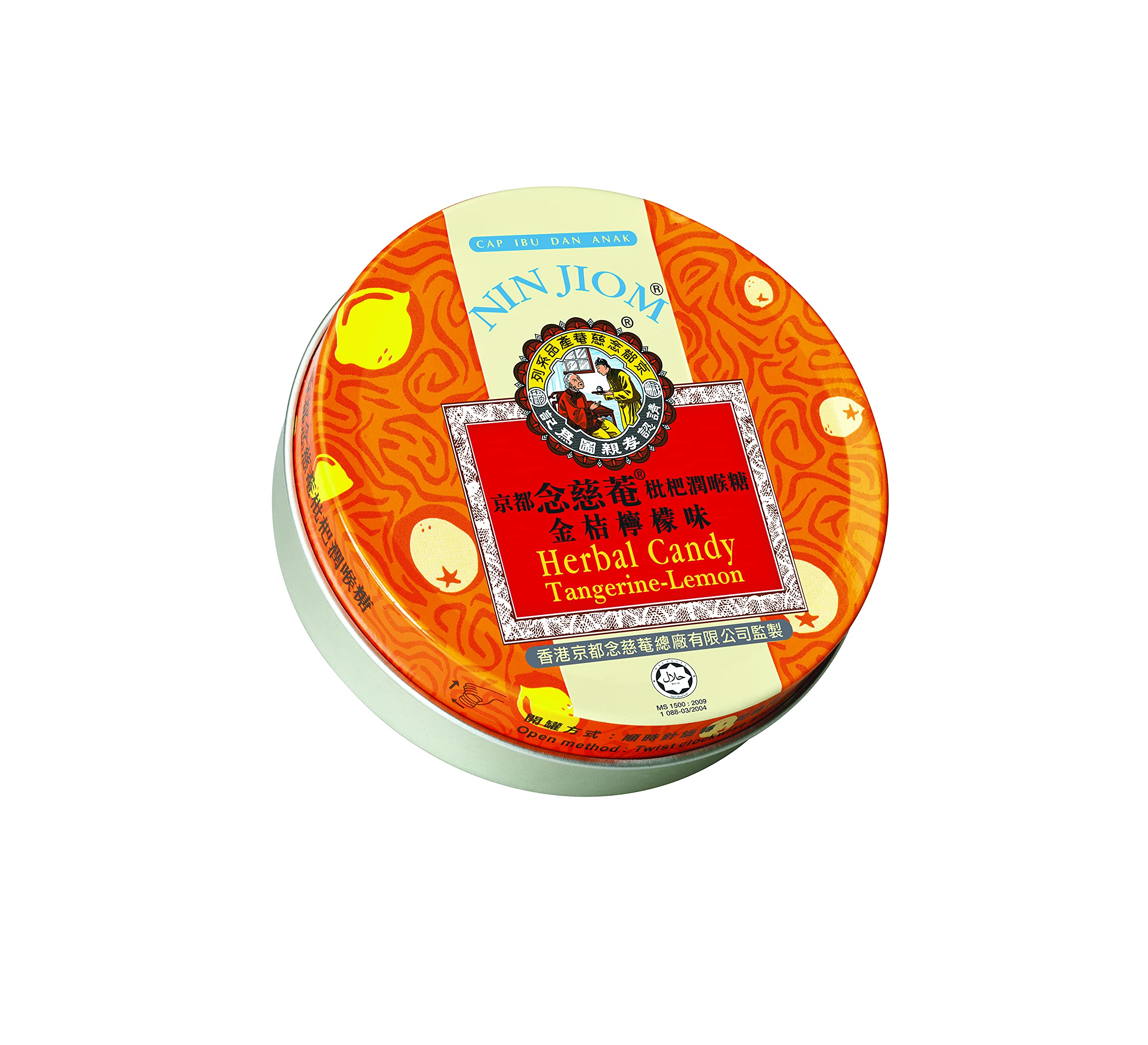 Nin Jiom caramelos herbales mandarina-limon en envase 60g, sabor refrescante.