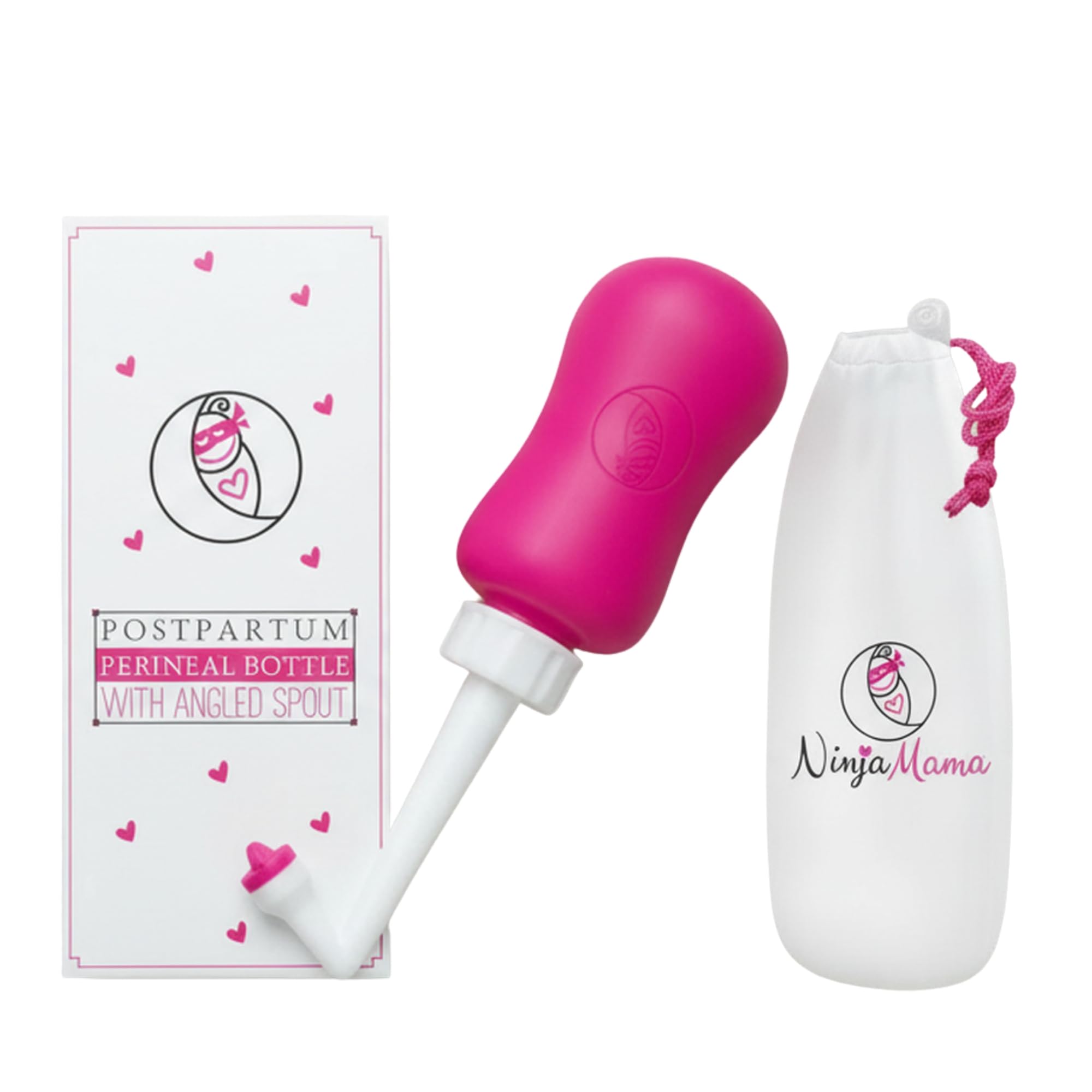 Botella perineal Ninja Mama con ángulo preciso para aplicación localizada.