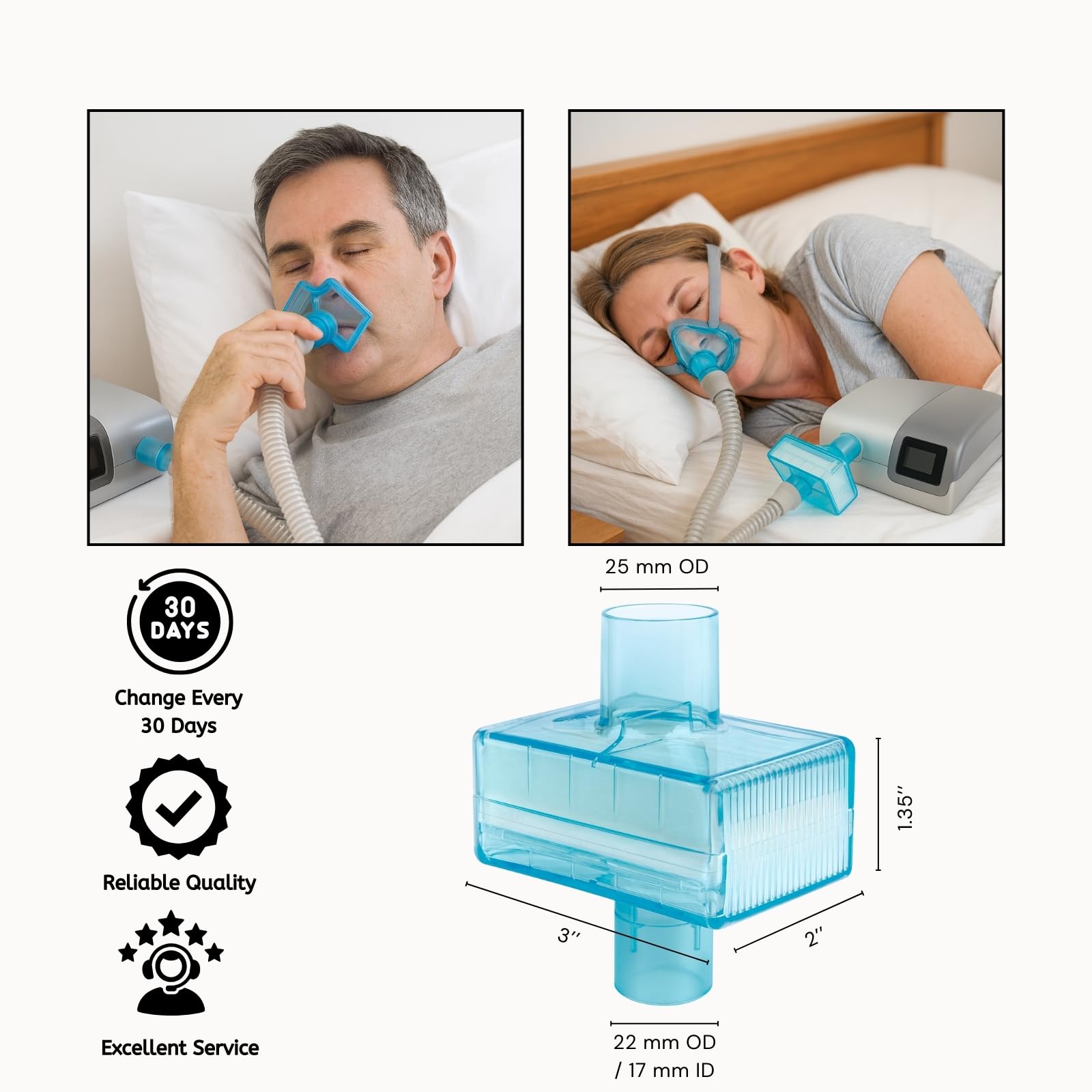Filtro inline Nispira CPAP compatible con DreamStation y otras marcas.