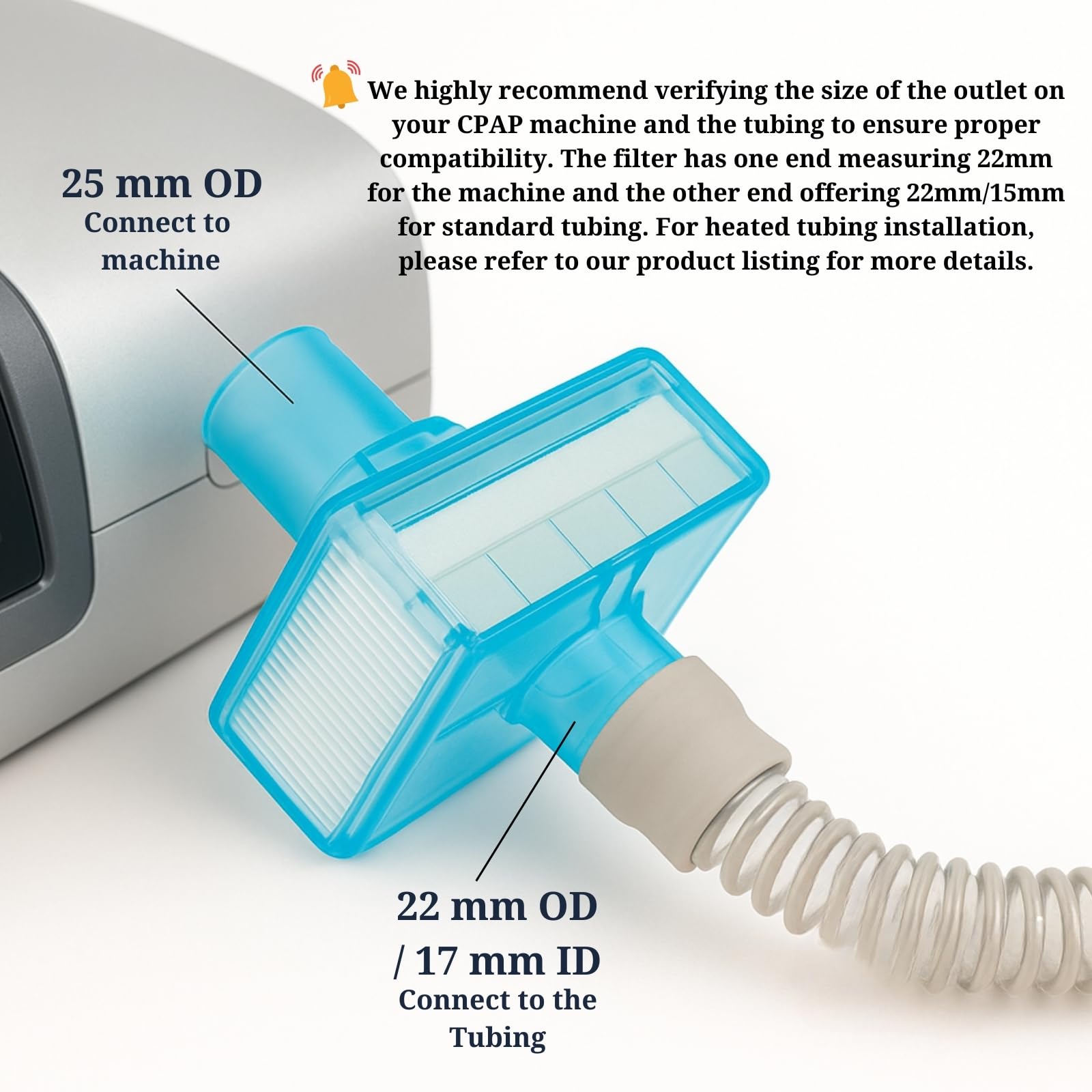 Nispira CPAP Inline Filtro Compatibilidad amplia con modelos populares como ResMed y DreamStation.