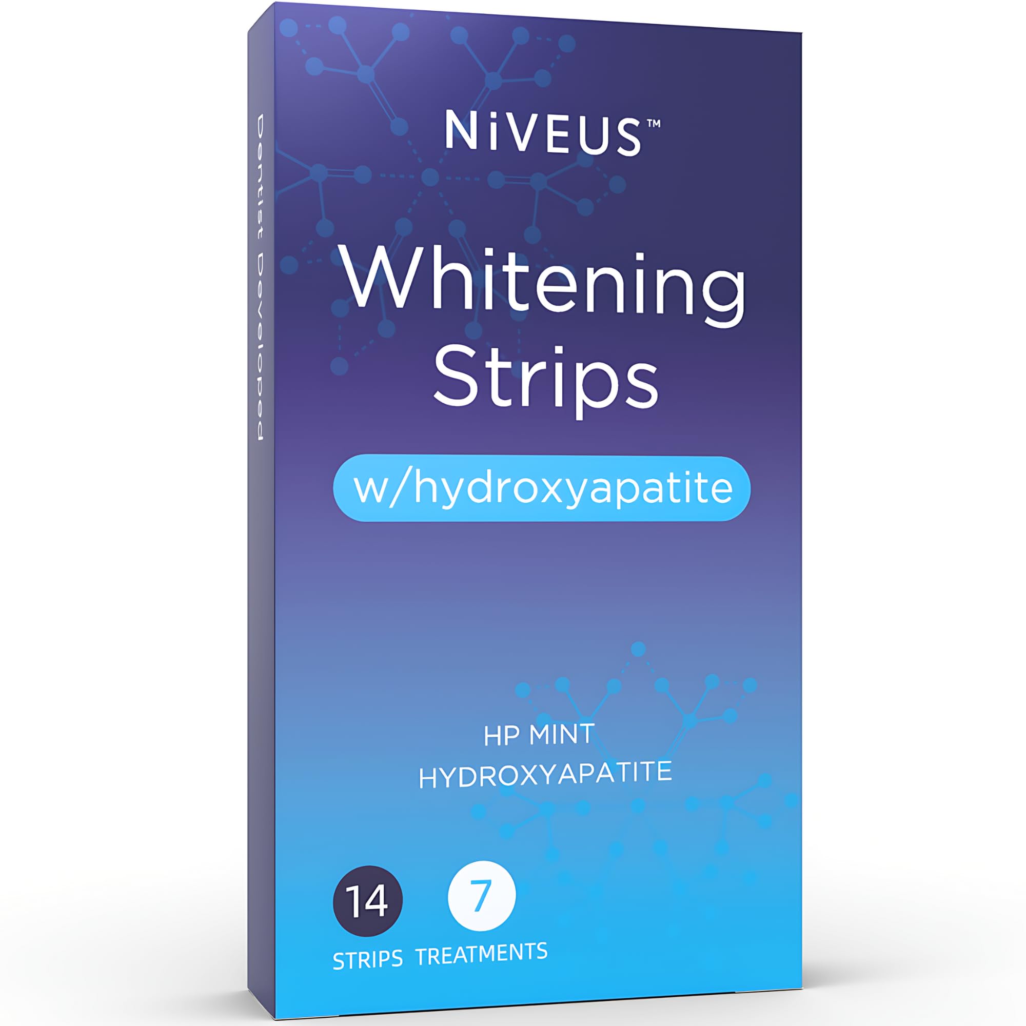 Tira blanqueadora Niveus aplicada en dientes para brillo progresivo