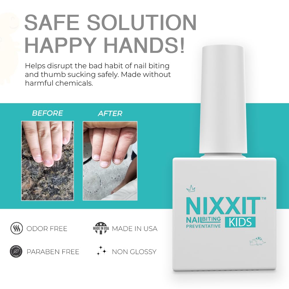 NIXXIT aplicación esmalte claro: capa invisible que desalienta llevarse las uñas a la boca.