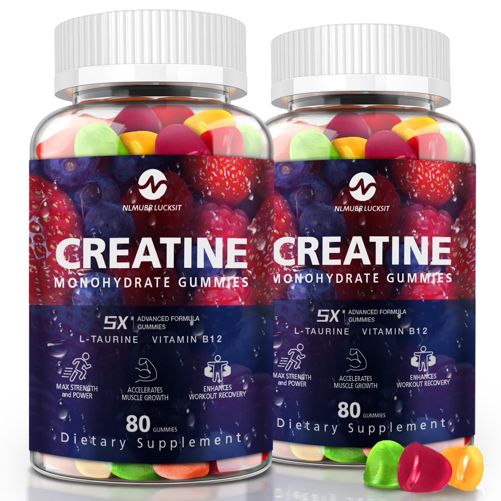 NLMUBR LUCKSIT gomitas creatina monohidrato sabor arandano para mayor resistencia durante entrenamientos