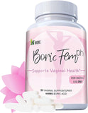 N'More borico supositorios vaginales en envase práctico para uso diario.