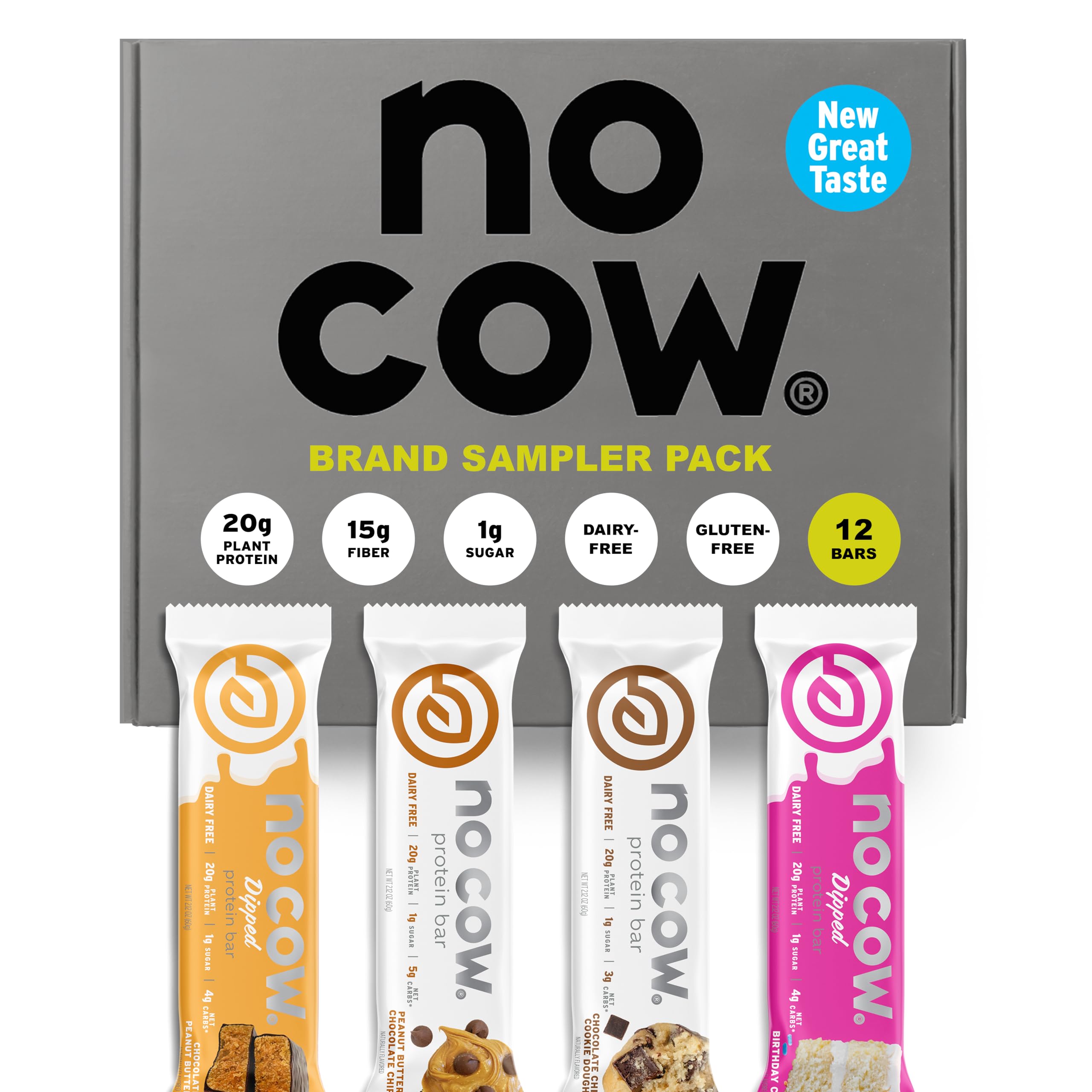 No Cow barra proteína vegan 20 g, snack energizante para entrenamiento.