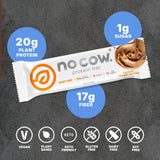 No Cow barra proteina vegana chunky sabor mantequilla de maní con trozos.