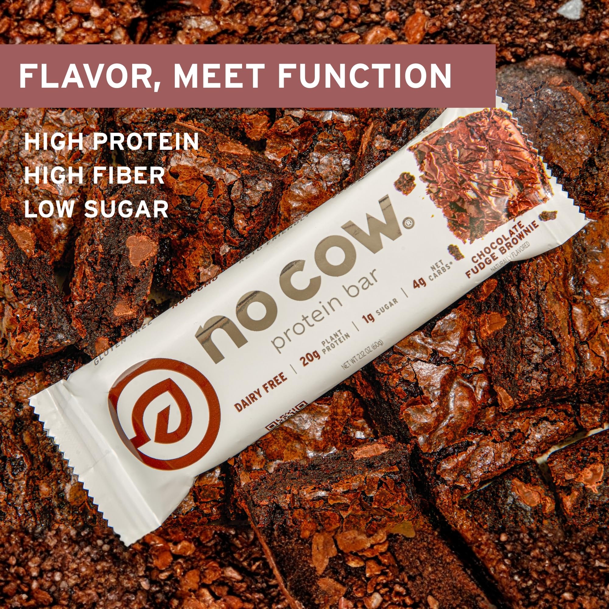 No Cow barra proteina vegan chocolate fudge brownie sin lactosa: disfrutar sin límites.
