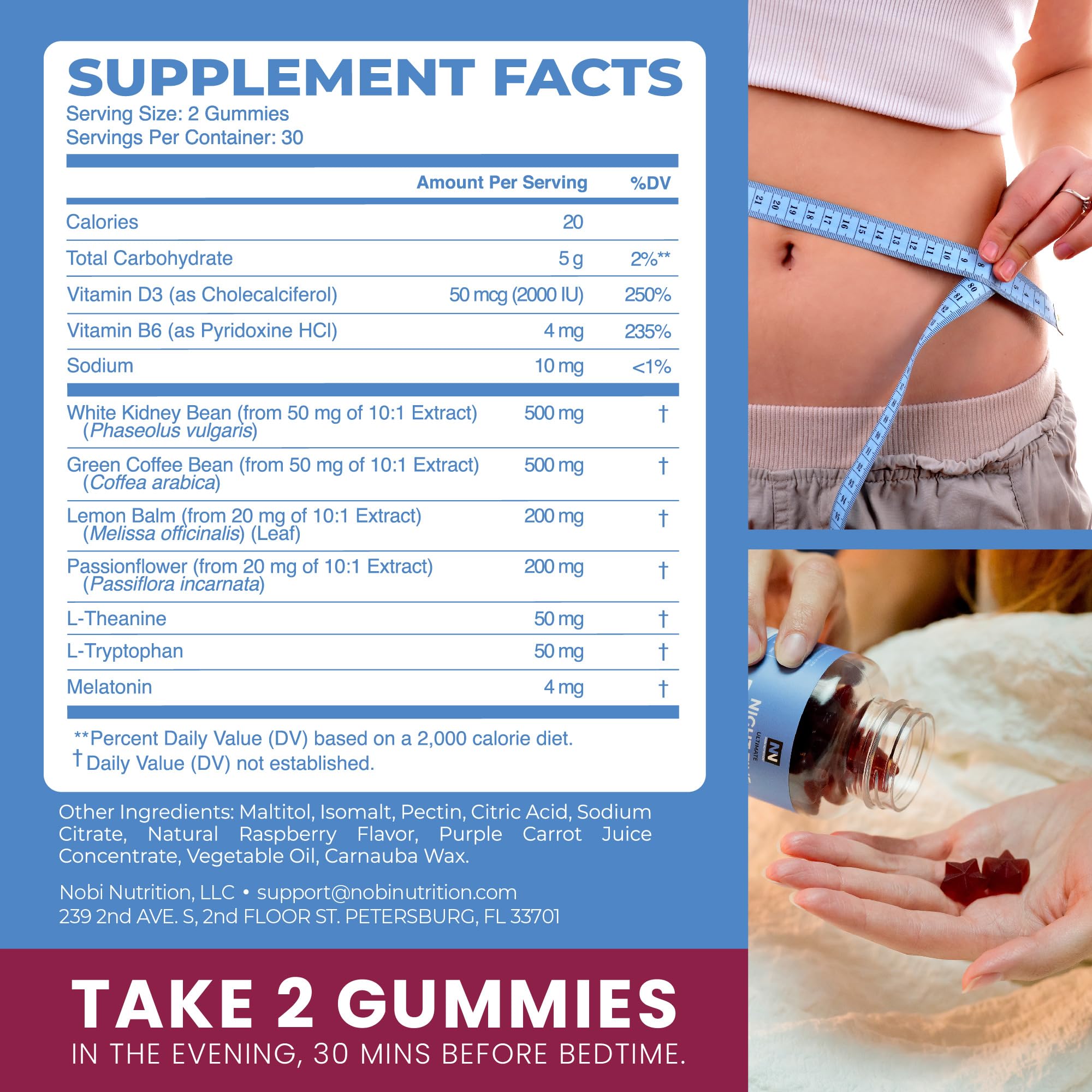 Primer plano de gomita Nobi Nutrition para textura suave y agradable