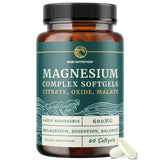 Nobi Nutrition Magnesio Triple, cápsulas suaves, envase de 60, apoyo digestivo suave.