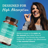 Nobi Nutrition Magnesium Malate 1500mg, envase con vitamina B6, apoyo general