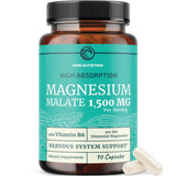Nobi Nutrition Magnesium Malate 1500mg, frasco de cápsulas, energía estable para el día