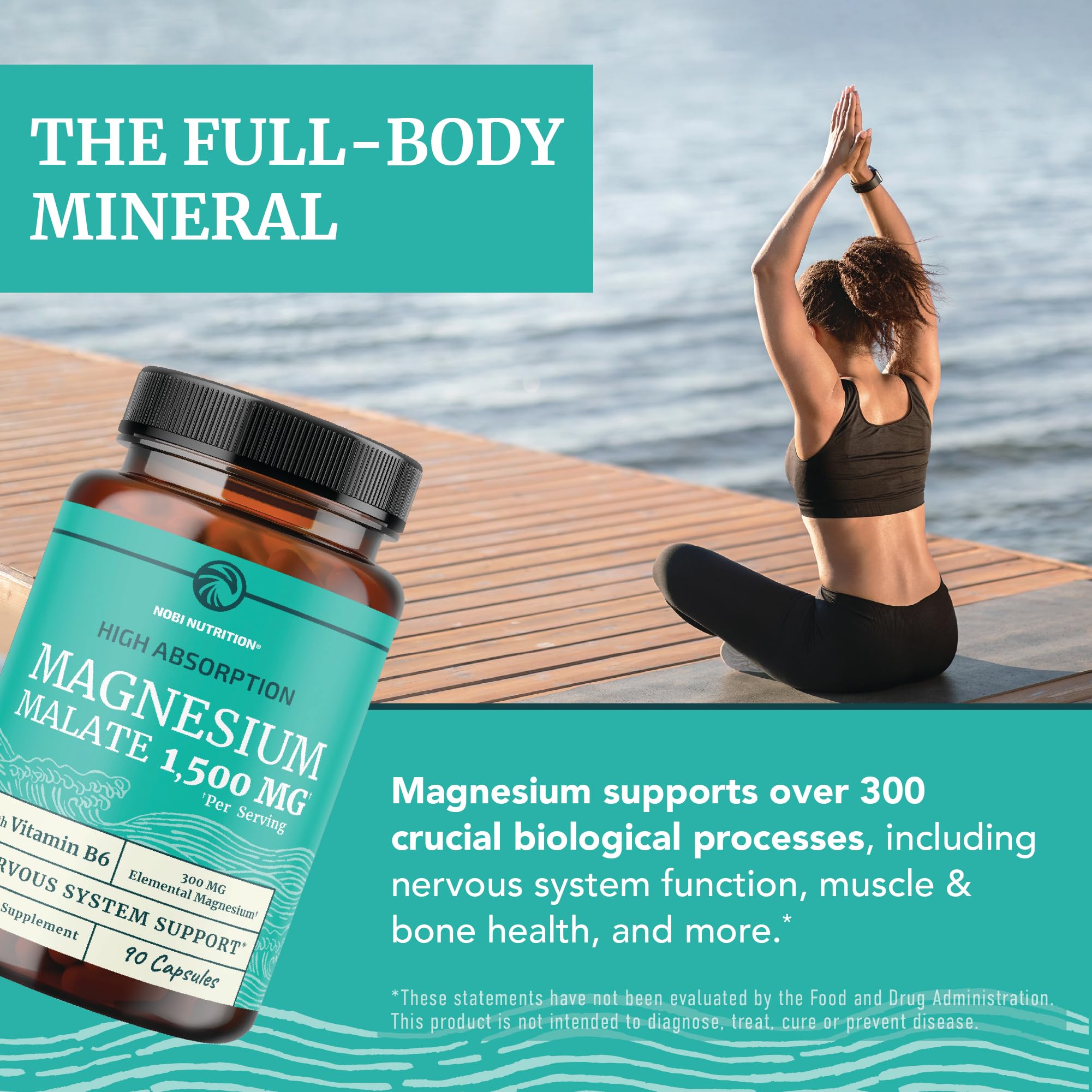 Nobi Nutrition Magnesium Malate 1500mg, uso diario sugerido para energía sostenida