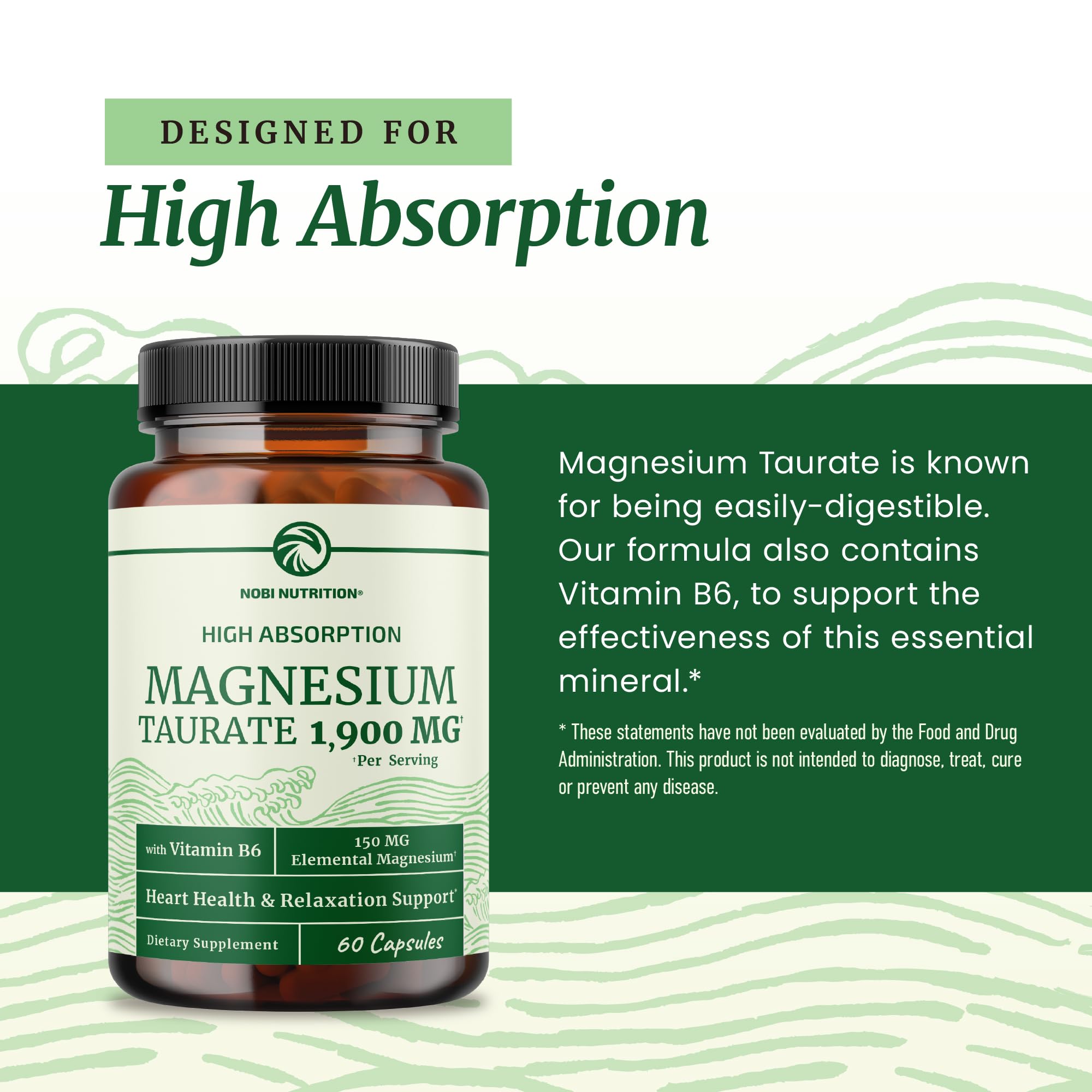 Nobi Nutrition Magnesium Taurate - etiqueta trasera con datos clave