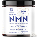 Nobi Nutrition NMN 500mg cápsulas en envase, apoyo a la energía celular diaria.