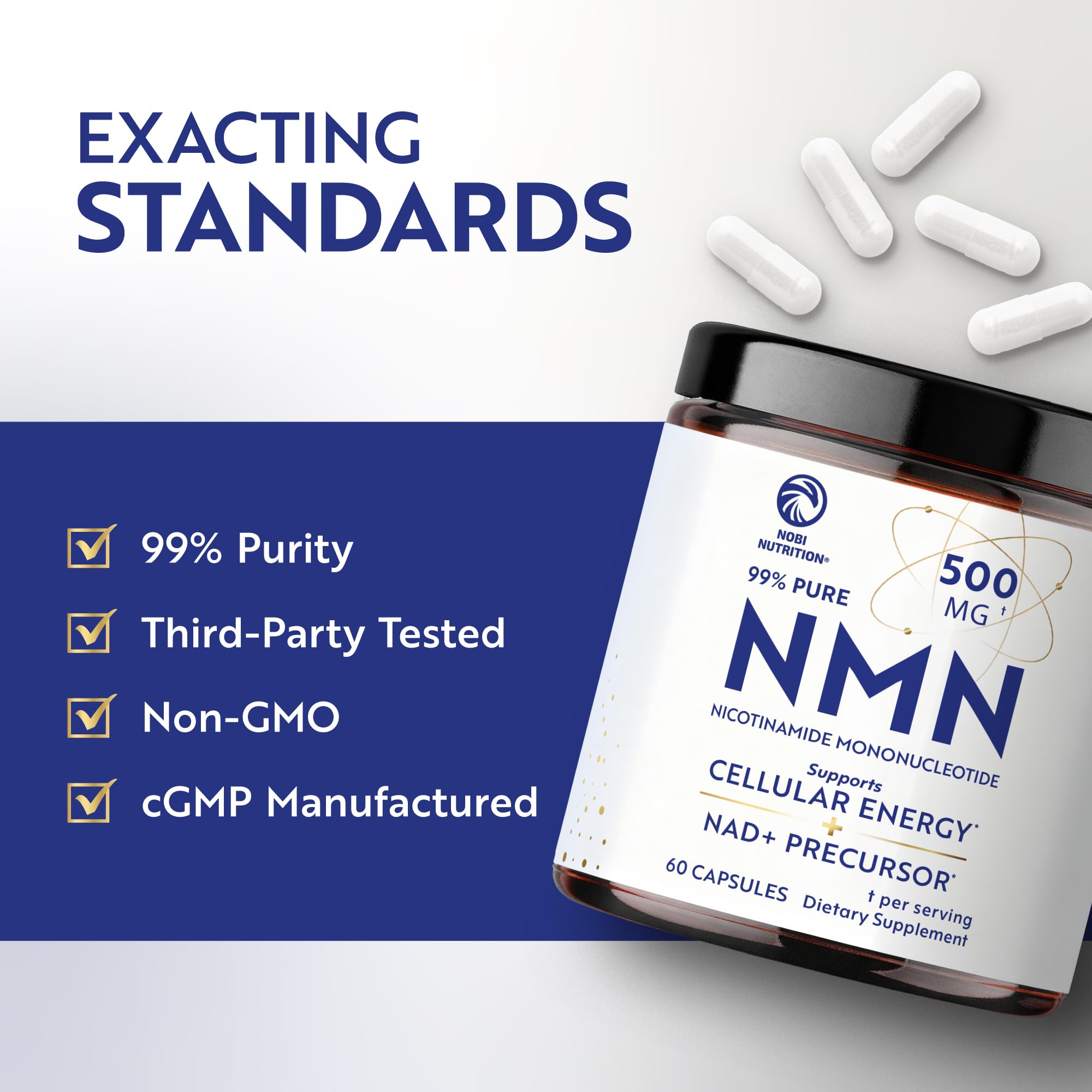 Nobi Nutrition NMN envase práctico para la rutina diaria.