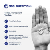 Nobi Nutrition NMN, etiqueta clara con información de pureza y origen.