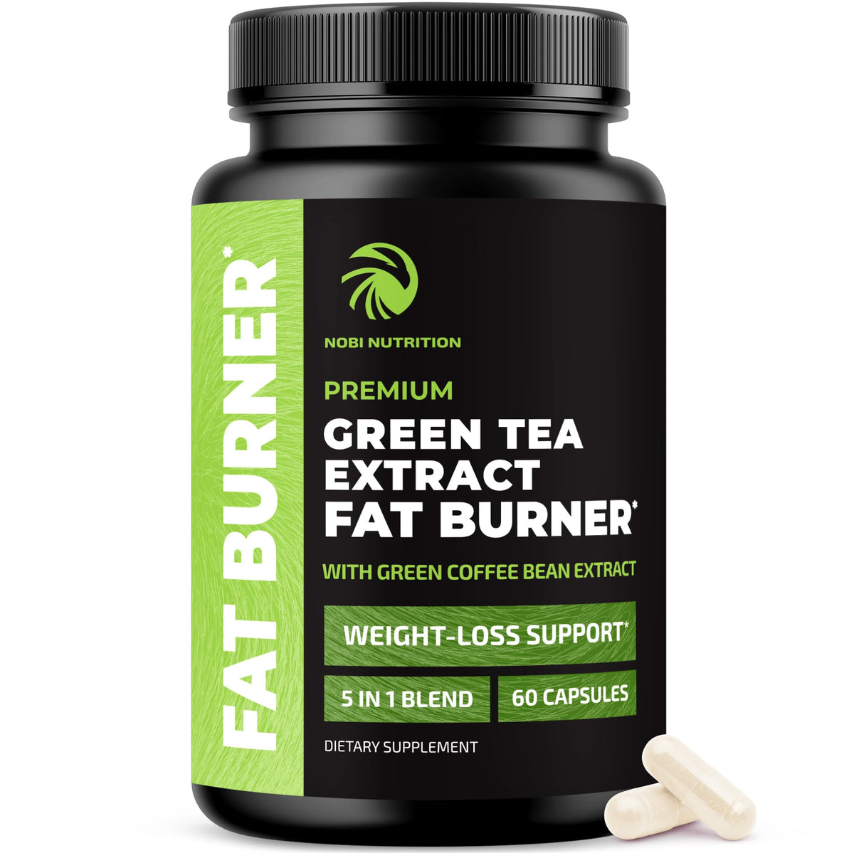 Nobi Nutrition cápsulas de té verde para energía diaria y metabolismo.