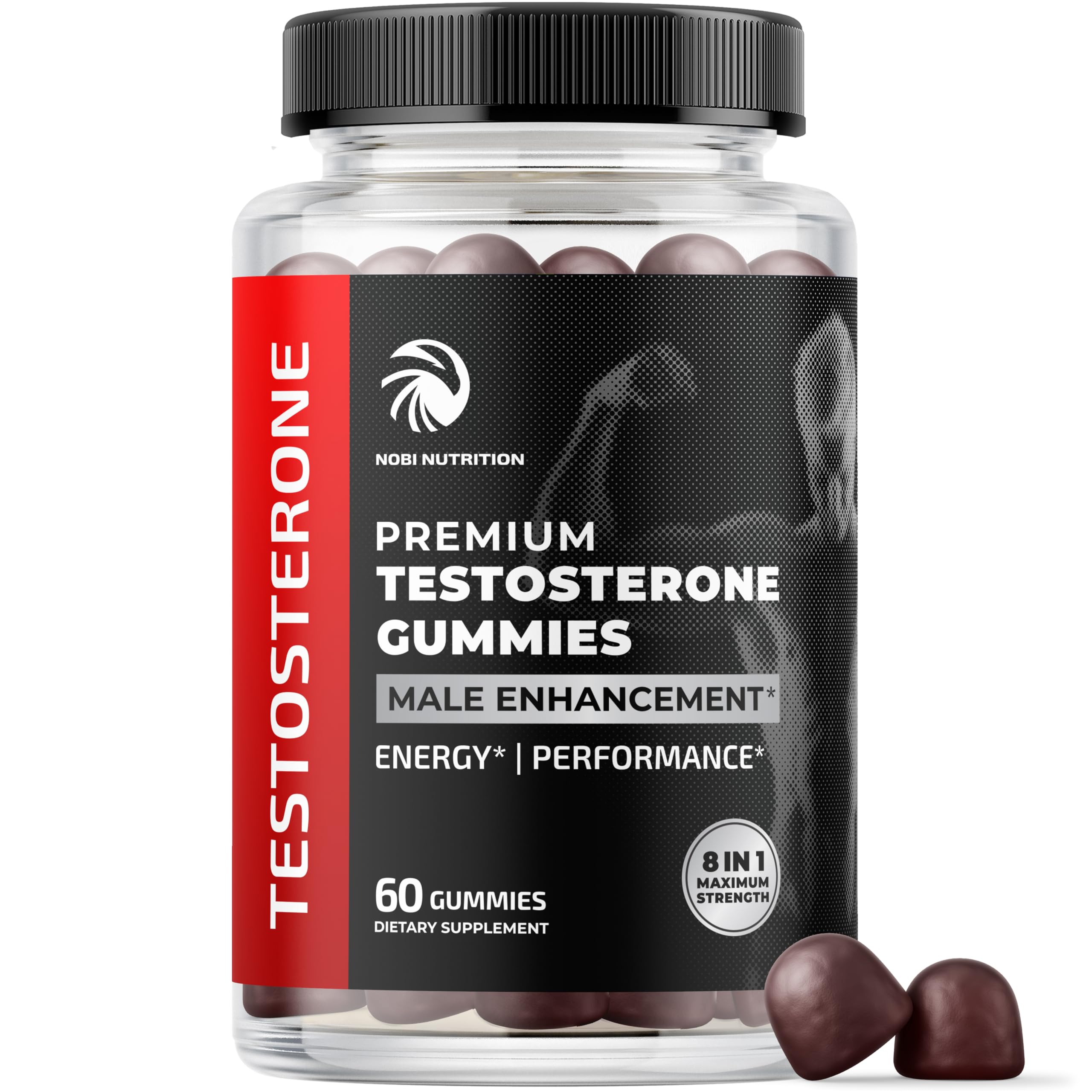 Nobi Nutrition Test Boost Max gomitas en embalaje, consumo diario cómodo