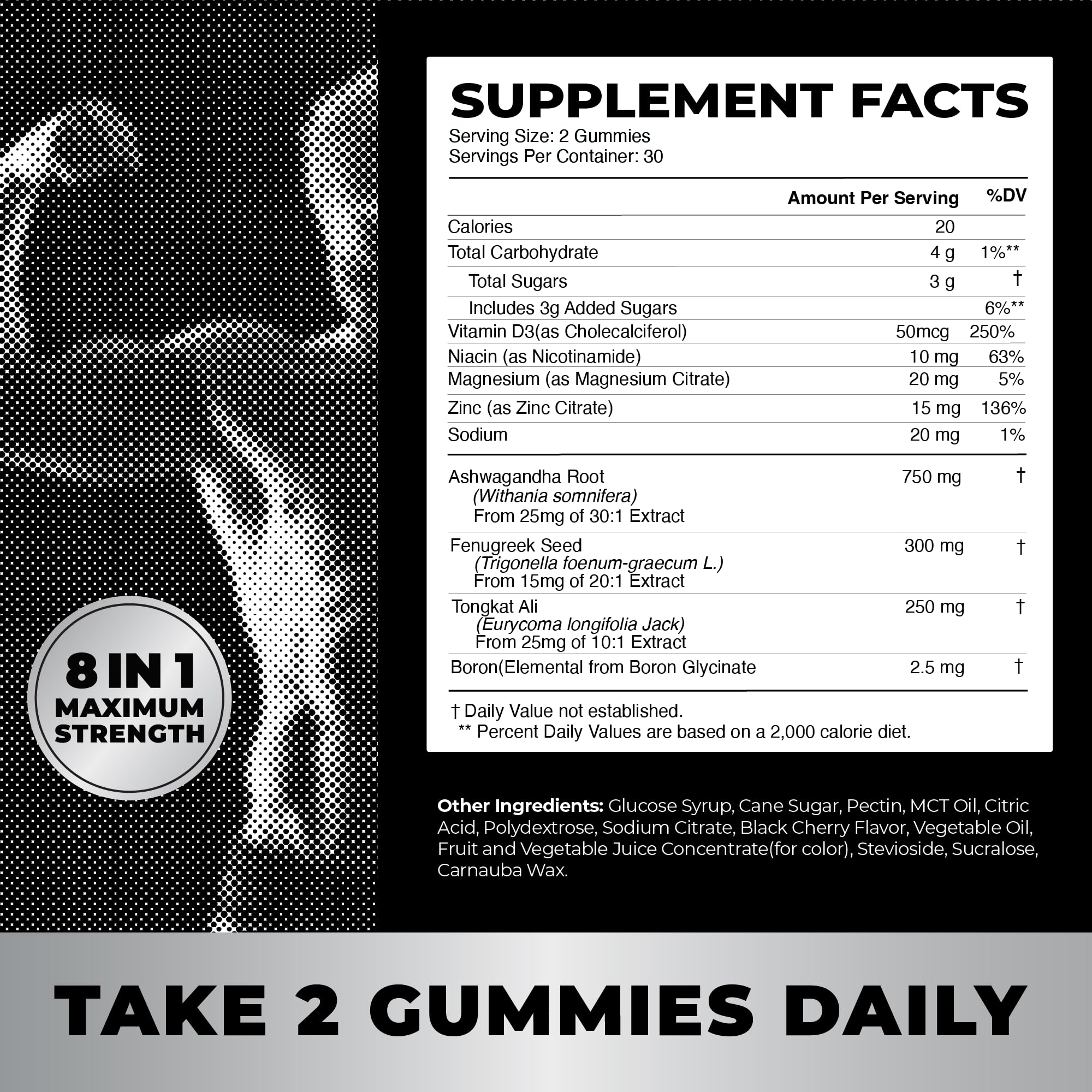 Nobi Nutrition Test Boost Max ingrediente Tongkat Ali y otros nutrientes
