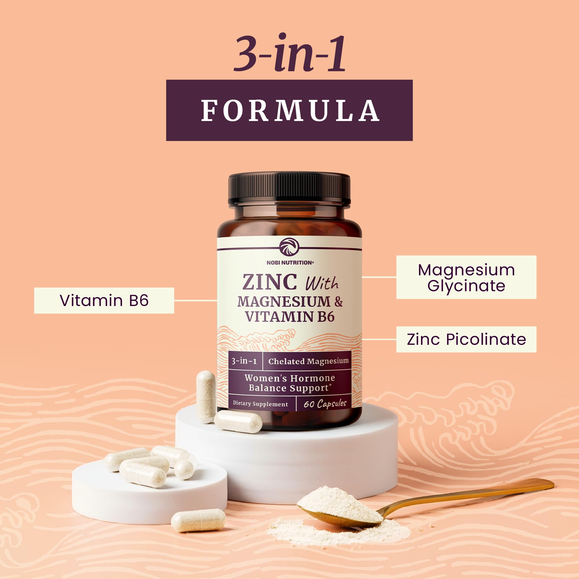 Cápsulas de Nobi Nutrition zinc magnesio en mano para facilitar la ingesta