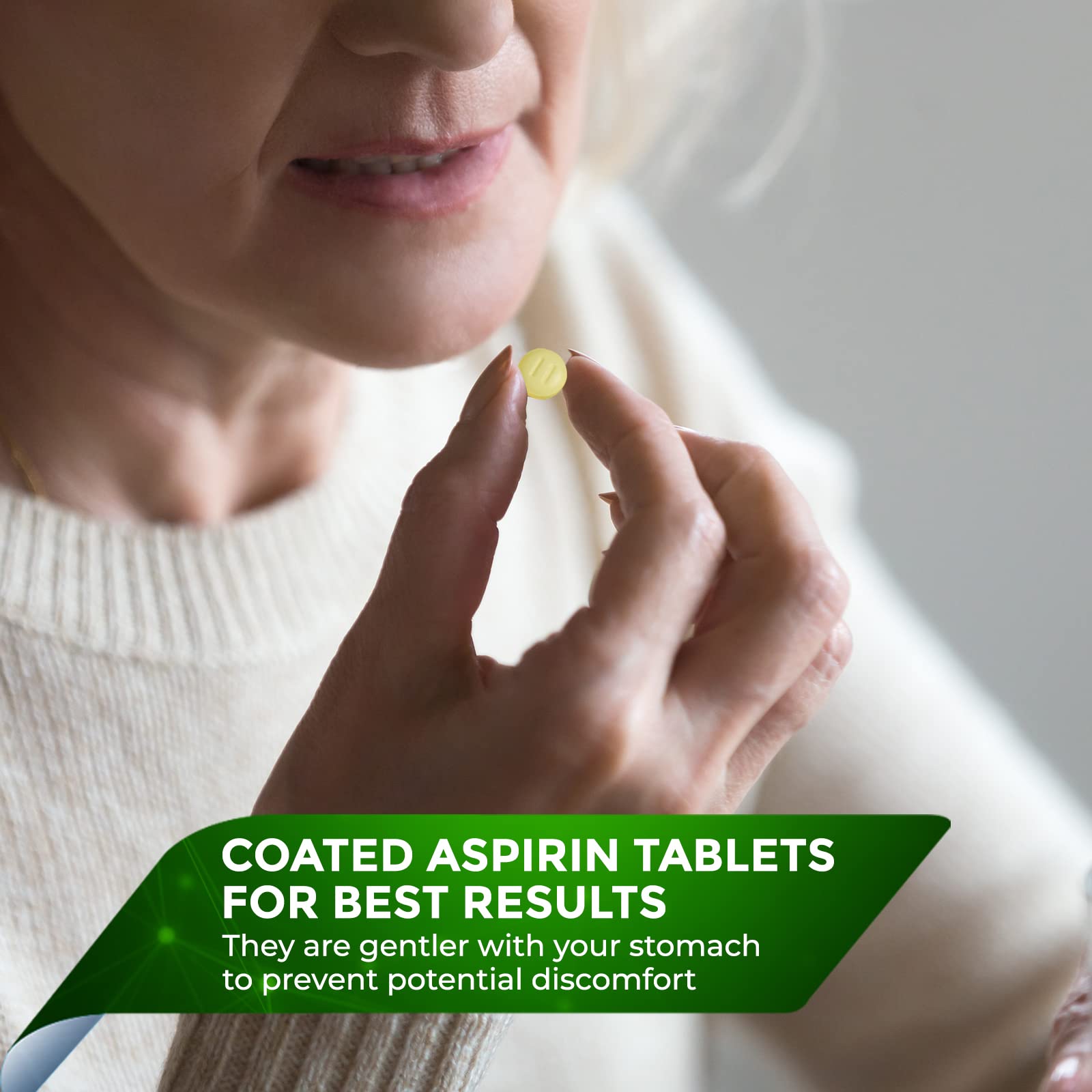 NobleAid aspirina 81 mg tabletas entericas, deglución suave
