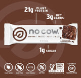 No Cow barra proteína vegana, etiqueta nutricional clara para planificar meriendas.