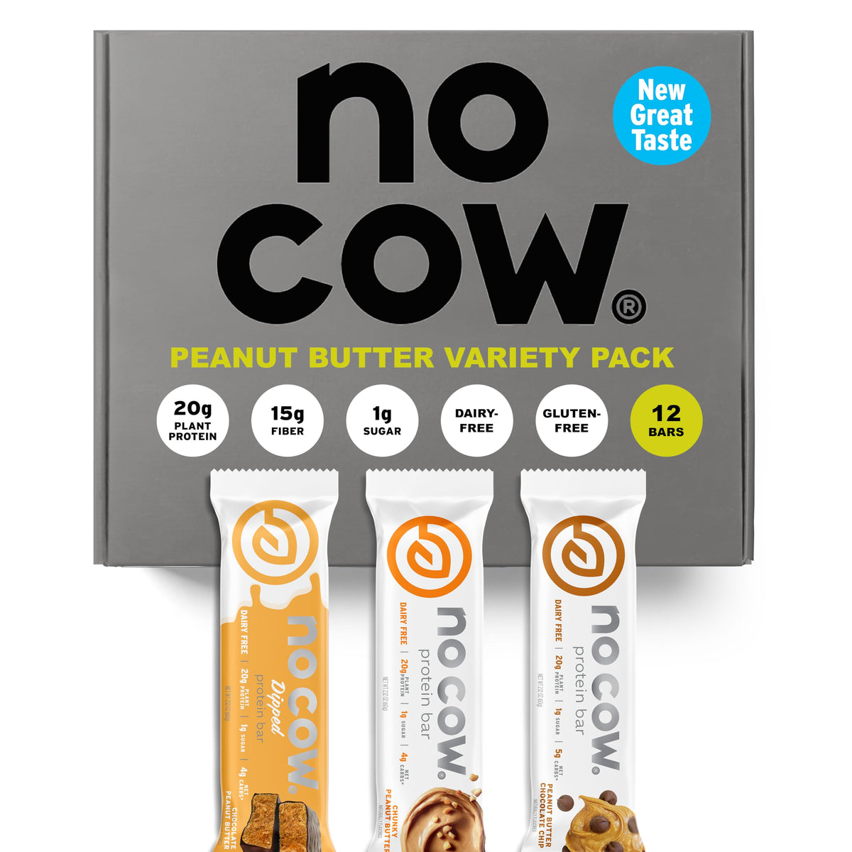 No Cow barritas proteína vegana mantequilla de cacahuate, merienda conveniente y sabrosa